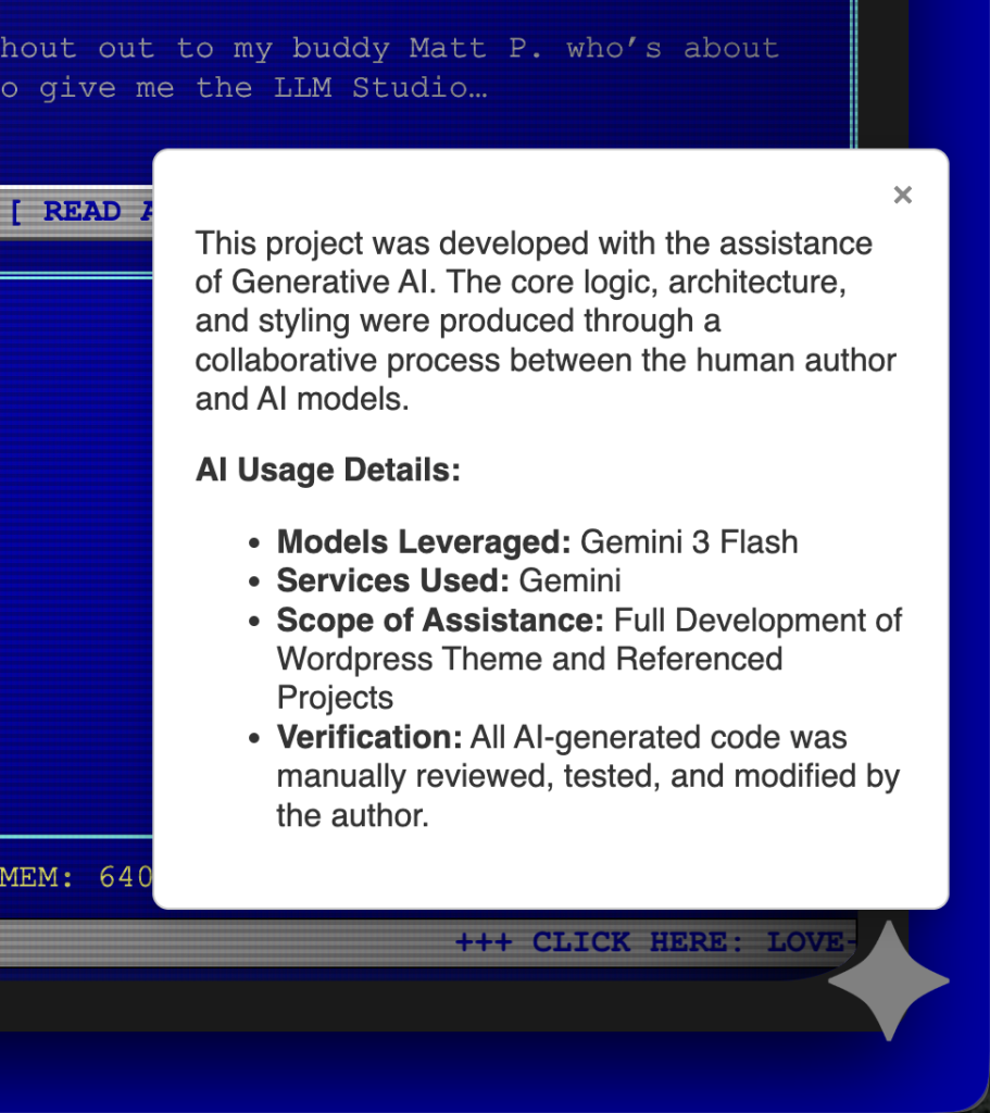 Example site output of the AI Disclosure Widget